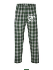 CDHS Choir logo on pair of plaid flannel pajama pants, for sale as spirit wear by CDCPA